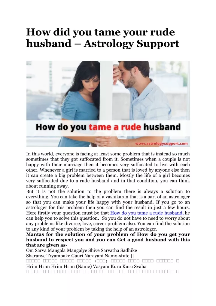 How To Tame Your Beast Husband PPT - How did you tame your rude husband – Astrology Support (1