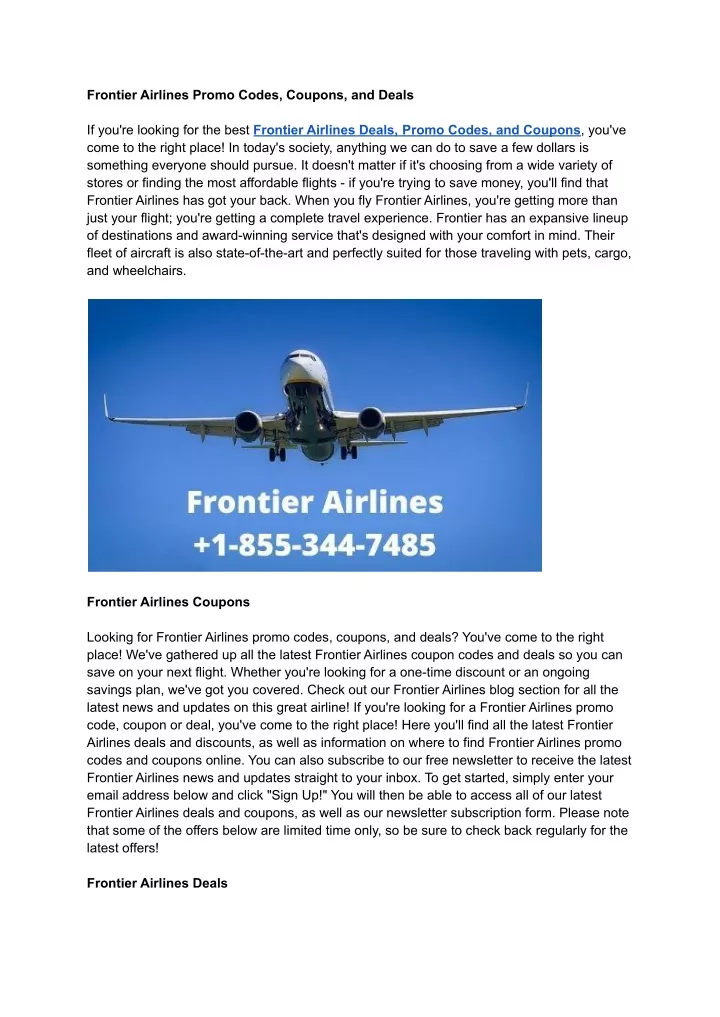 PPT Frontier Airlines Promo Codes, Coupons, and Deals PowerPoint