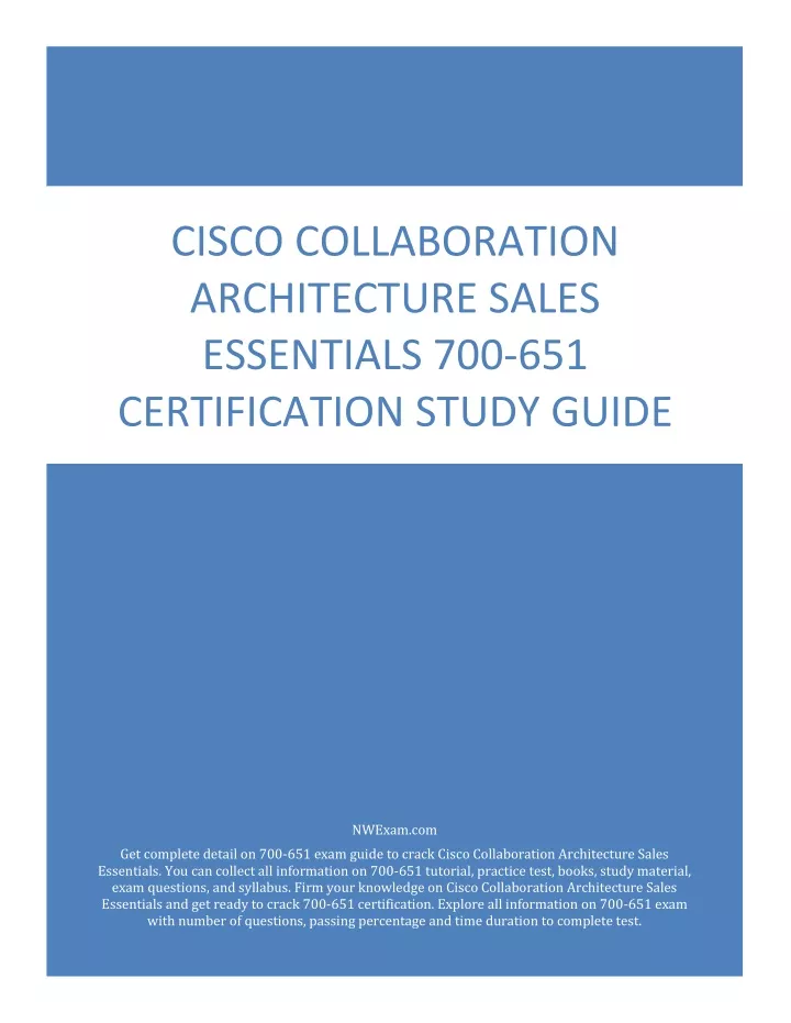 PPT - Cisco Collaboration Architecture Sales Essentials 700-651 Cert Sns-Brigh10