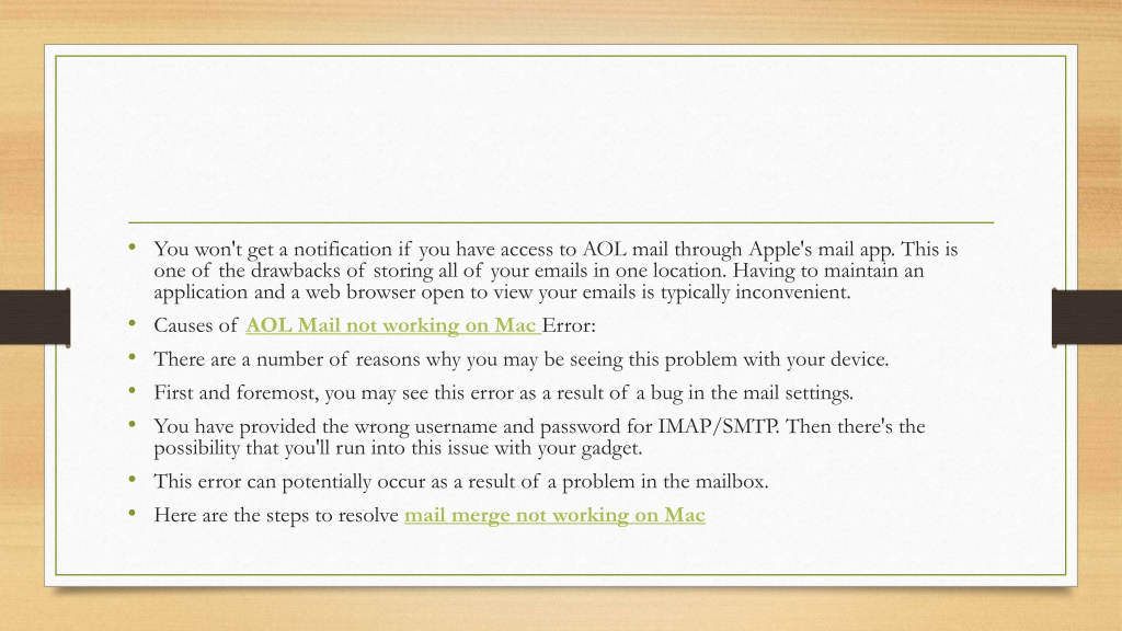 PPT - How can I fix AOL mail not working on Mac? PowerPoint