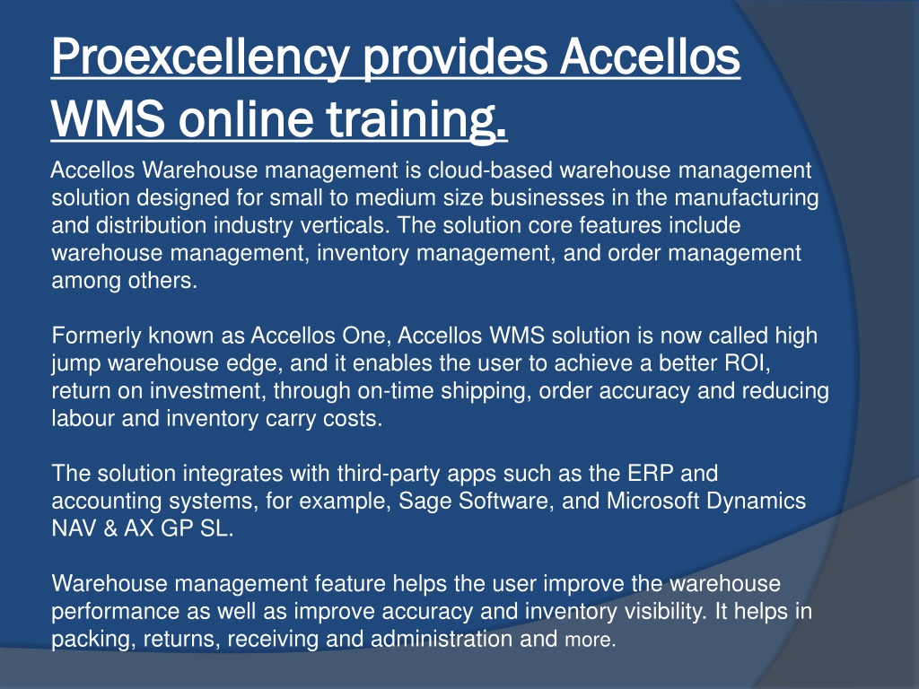 PPT - Proexcellency Provides Accellos WMS Online Training. PowerPoint ...