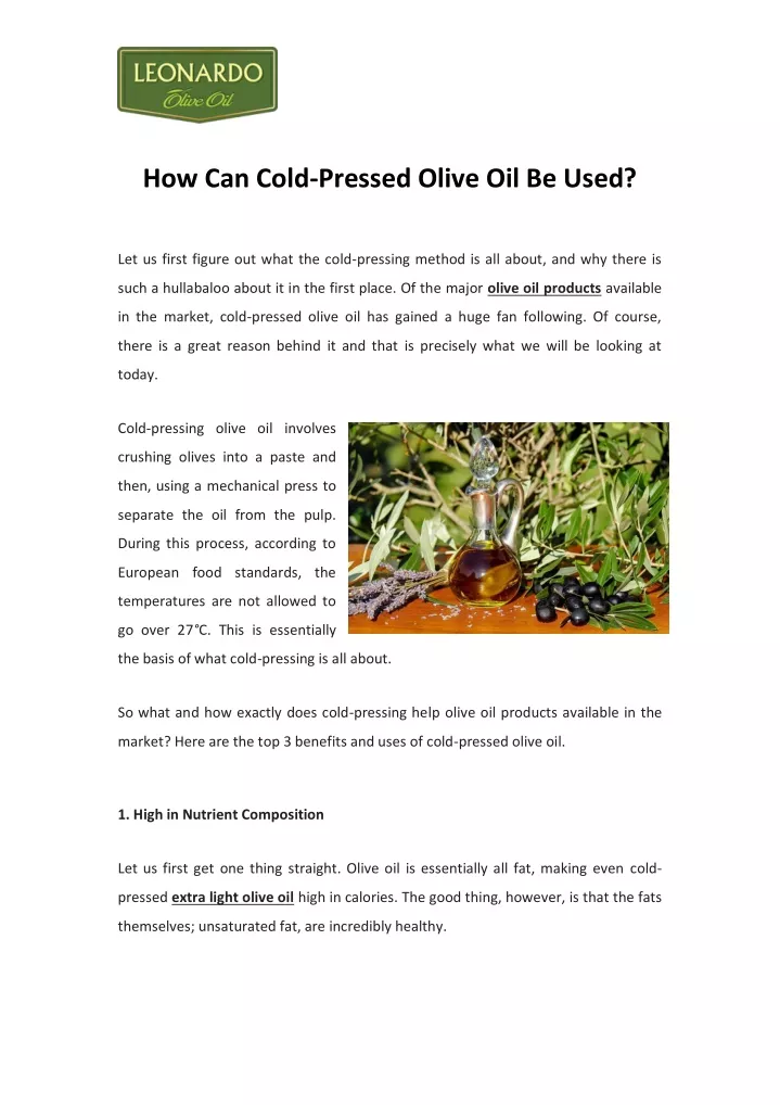 ppt-how-can-cold-pressed-olive-oil-be-used-powerpoint-presentation