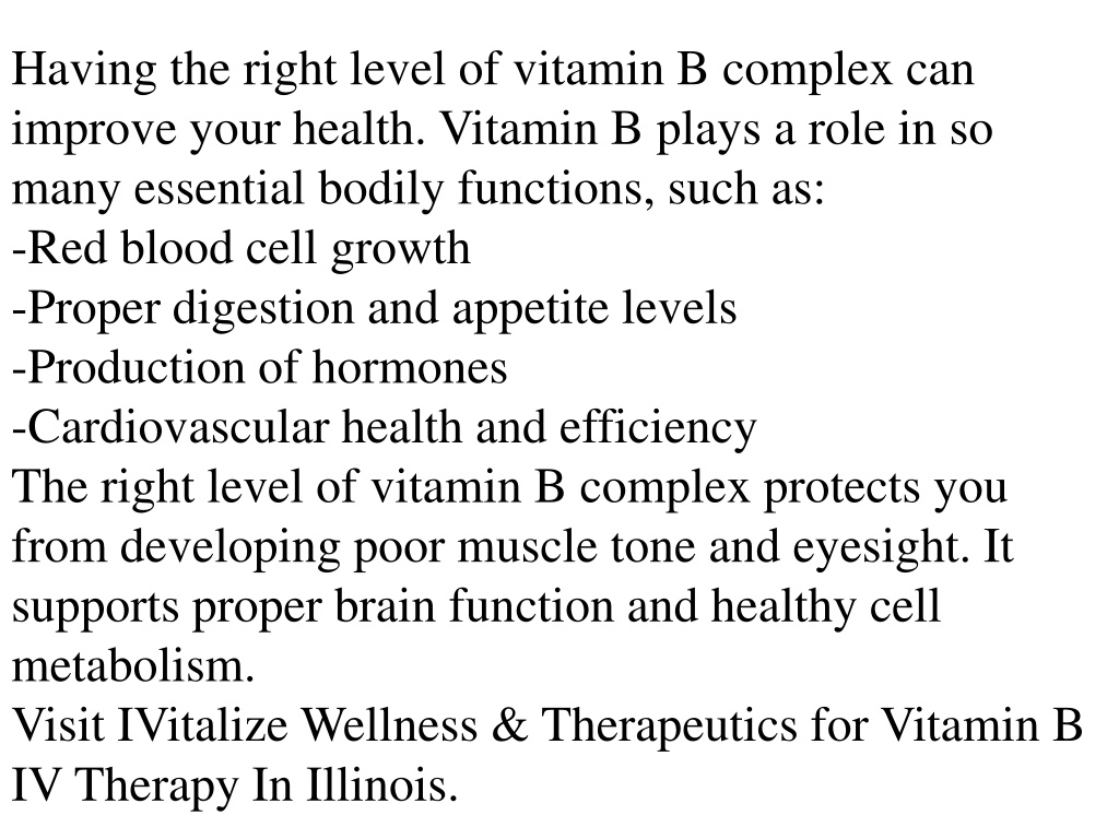 PPT - Vitamin B IV Therapy Illinois PowerPoint Presentation, Free ...