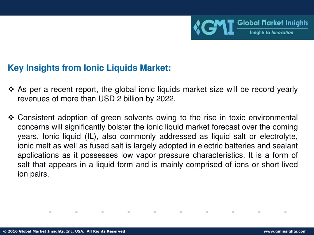 PPT - Ionic Liquids Market: Global Business Growth, Current and Future 