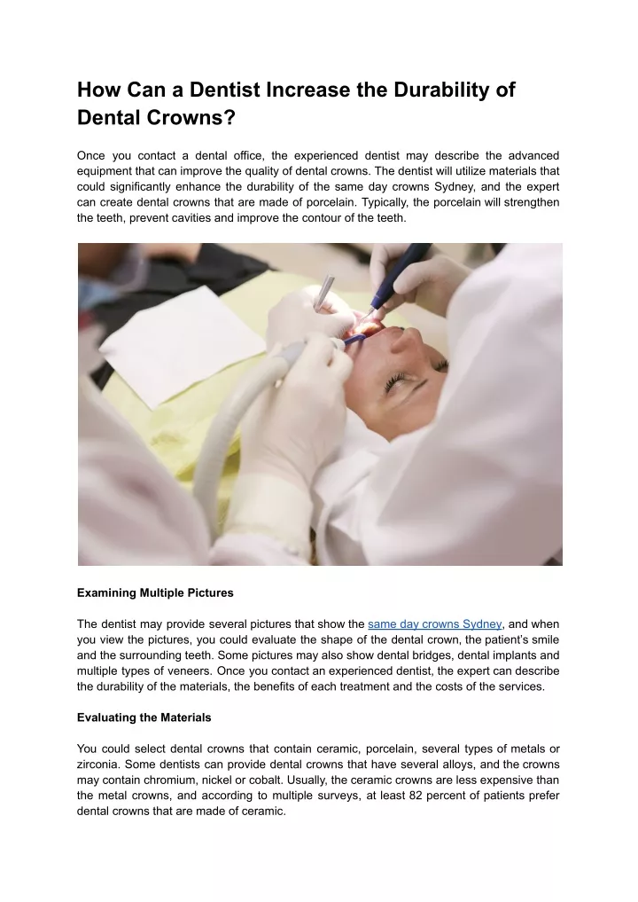 PPT How Can a Dentist Increase the Durability of Dental Crowns