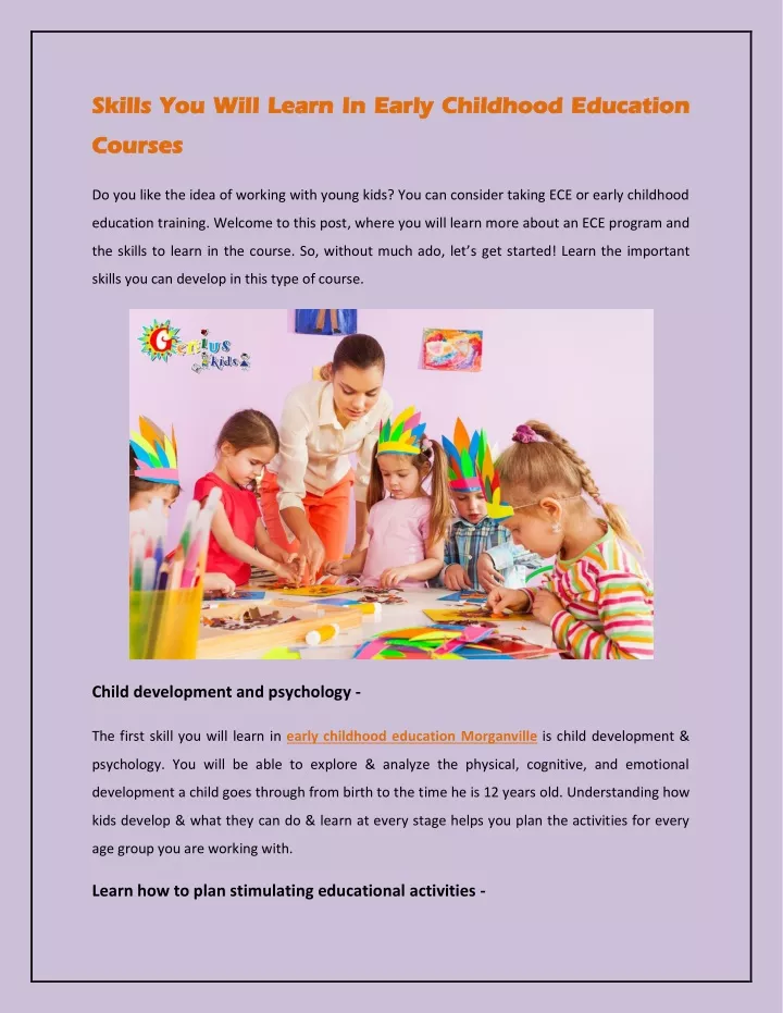 PPT - Skills You Will Learn In Early Childhood Education Courses ...