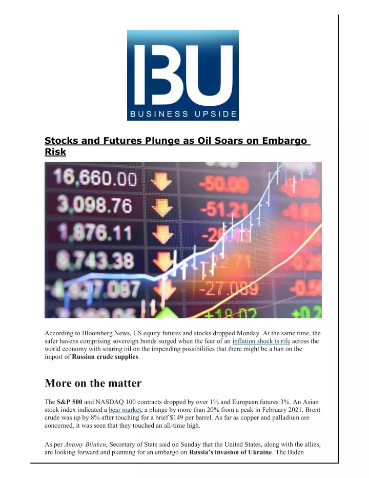 PPT - Stocks And Futures Plunge As Oil Soars On Embargo Risk PowerPoint ...