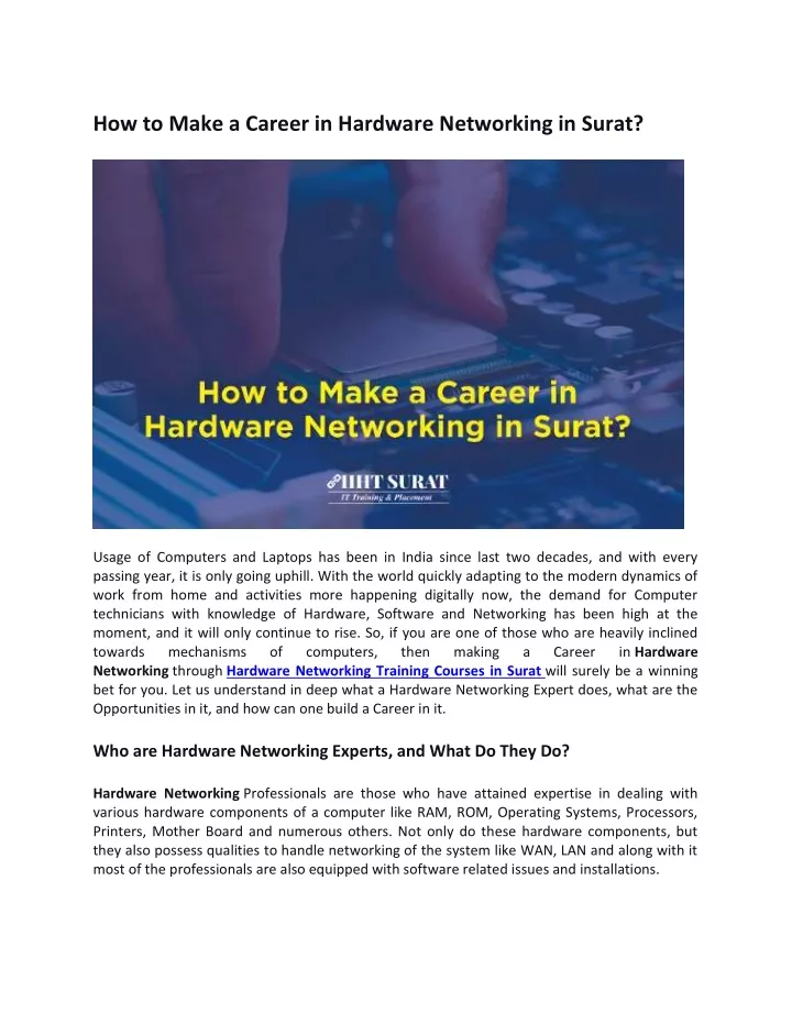 PPT How to Make a Career in Hardware Networking at Surat? PowerPoint
