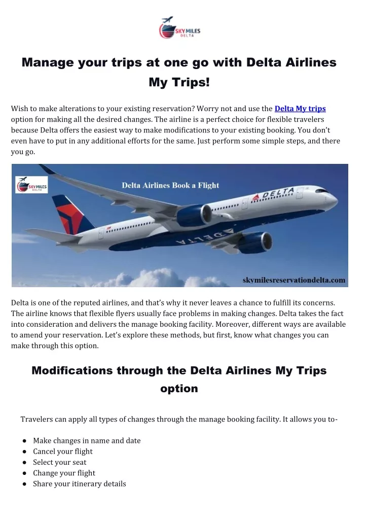 delta airlines my trips