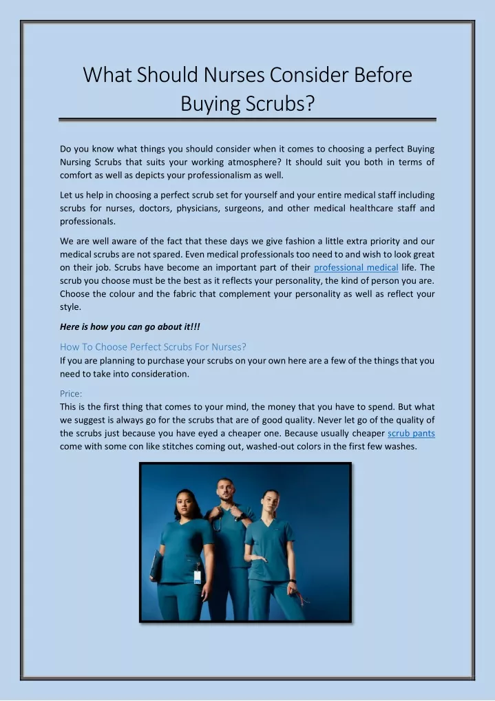 PPT What Should Nurses Consider Before Buying Scrubs? PowerPoint