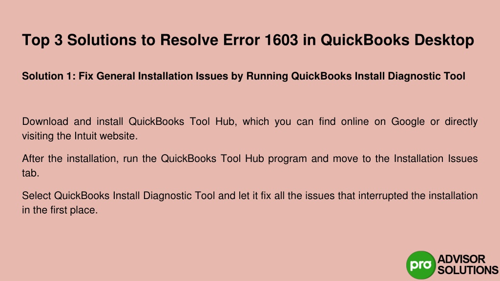 PPT - QuickBooks Error 1603 How To Find And Quick Troubleshoot How To ...