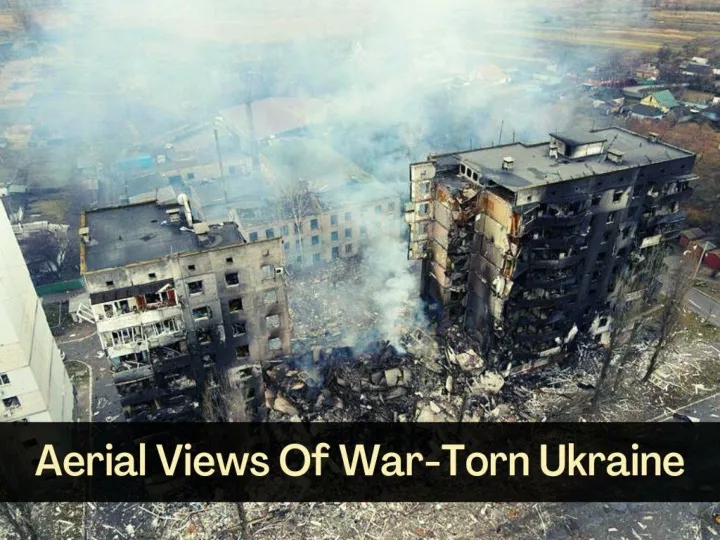 aerial views of war torn ukraine n.