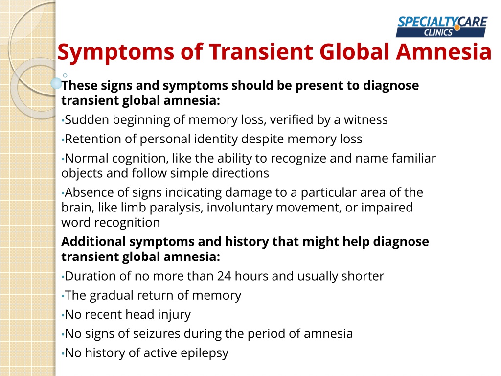 transient global amnesia medication