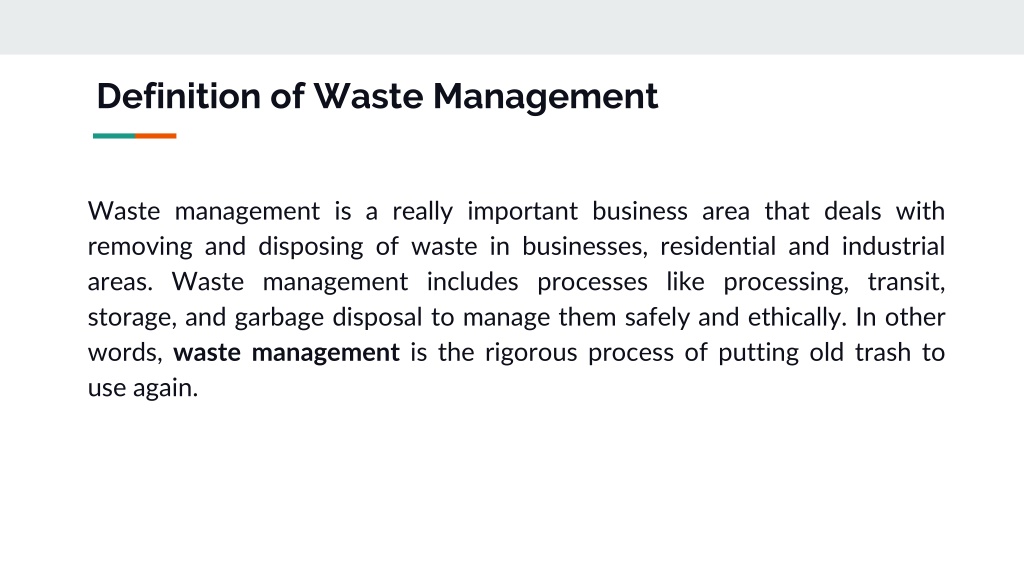 PPT Definition And Types Of Waste Management PowerPoint Presentation 