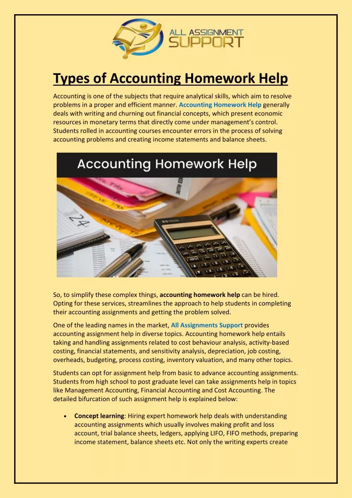 accounting homework help free