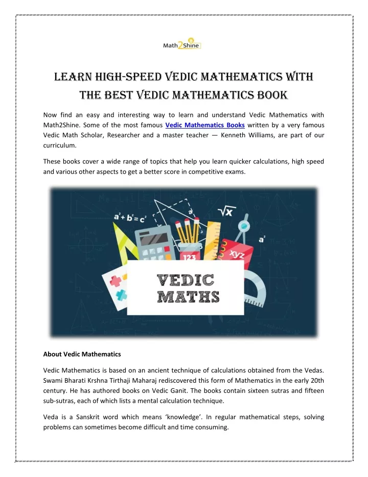 PPT Learn High Speed Vedic Mathematics With The Best Vedic Ppt learn high speed vedic mathematics with the best vedic