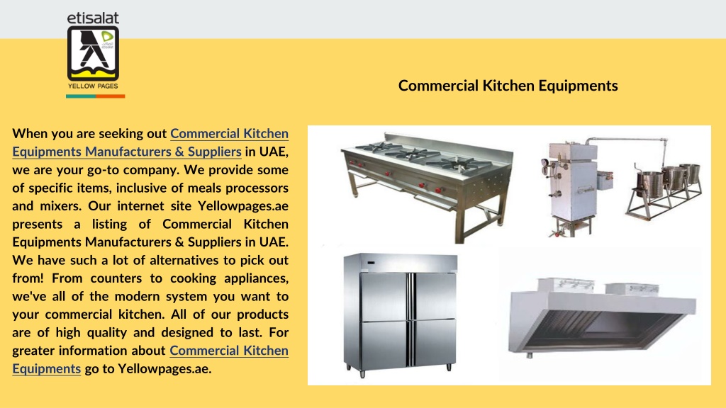 PPT - Commercial Kitchen Equipments Manufacturers & Suppliers in UAE ...