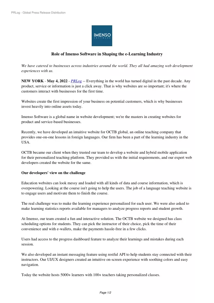 [PDF]Role of Imenso Software in Shaping the e-Learning Industry @Slideserve