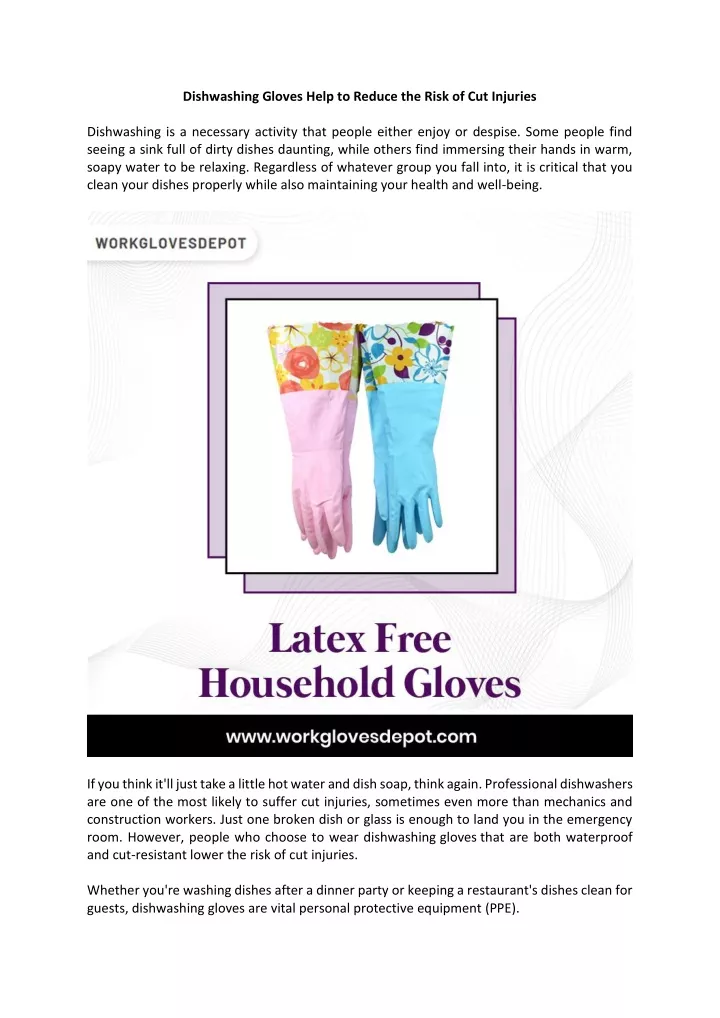 PPT Dishwashing Gloves Help to Reduce the Risk of Cut Injuries