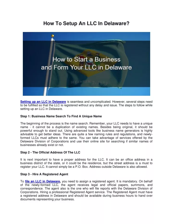 PPT How To Setup An LLC In Delaware? PowerPoint Presentation, free