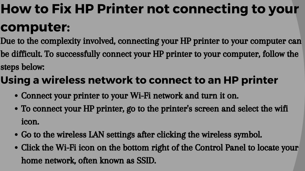 Why Is My Hp Printer Not Connecting To My Wifi PPT - Why isn't my HP printer connecting to my computer? (Know How to