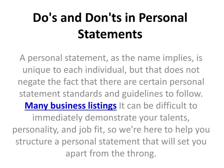 dos and don'ts for personal statement