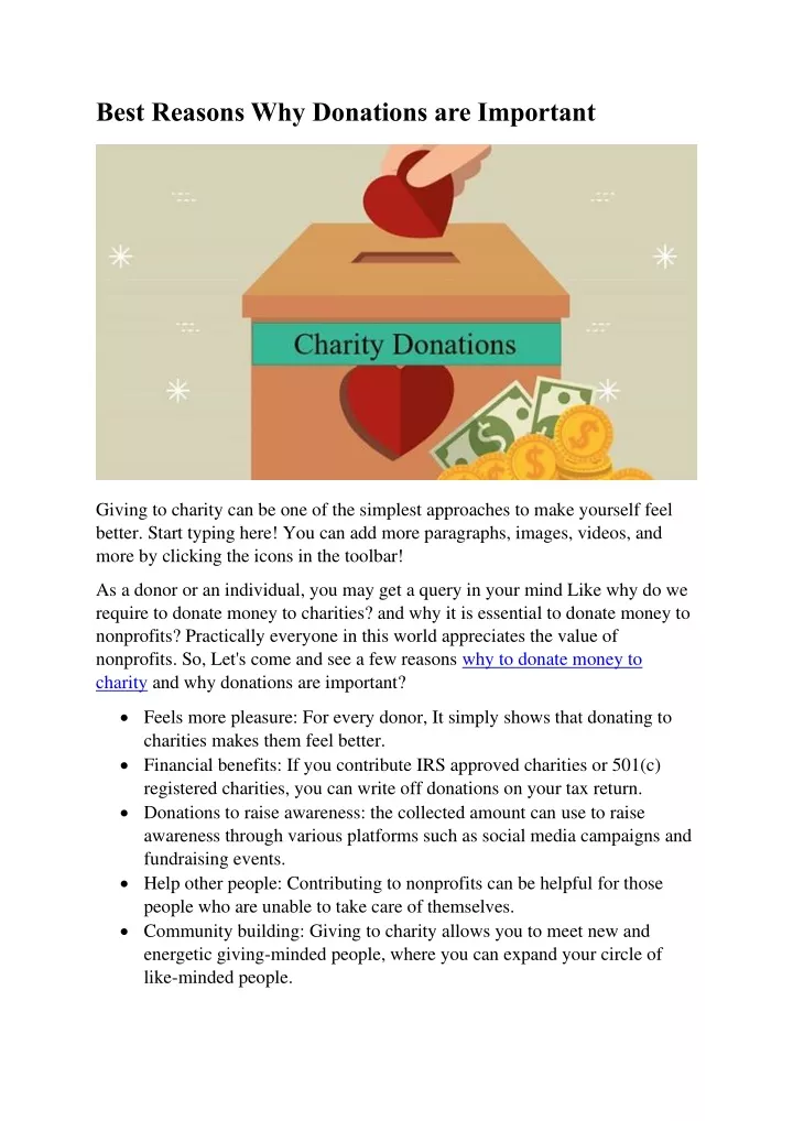 Ppt why donations are important powerpoint presentation free 