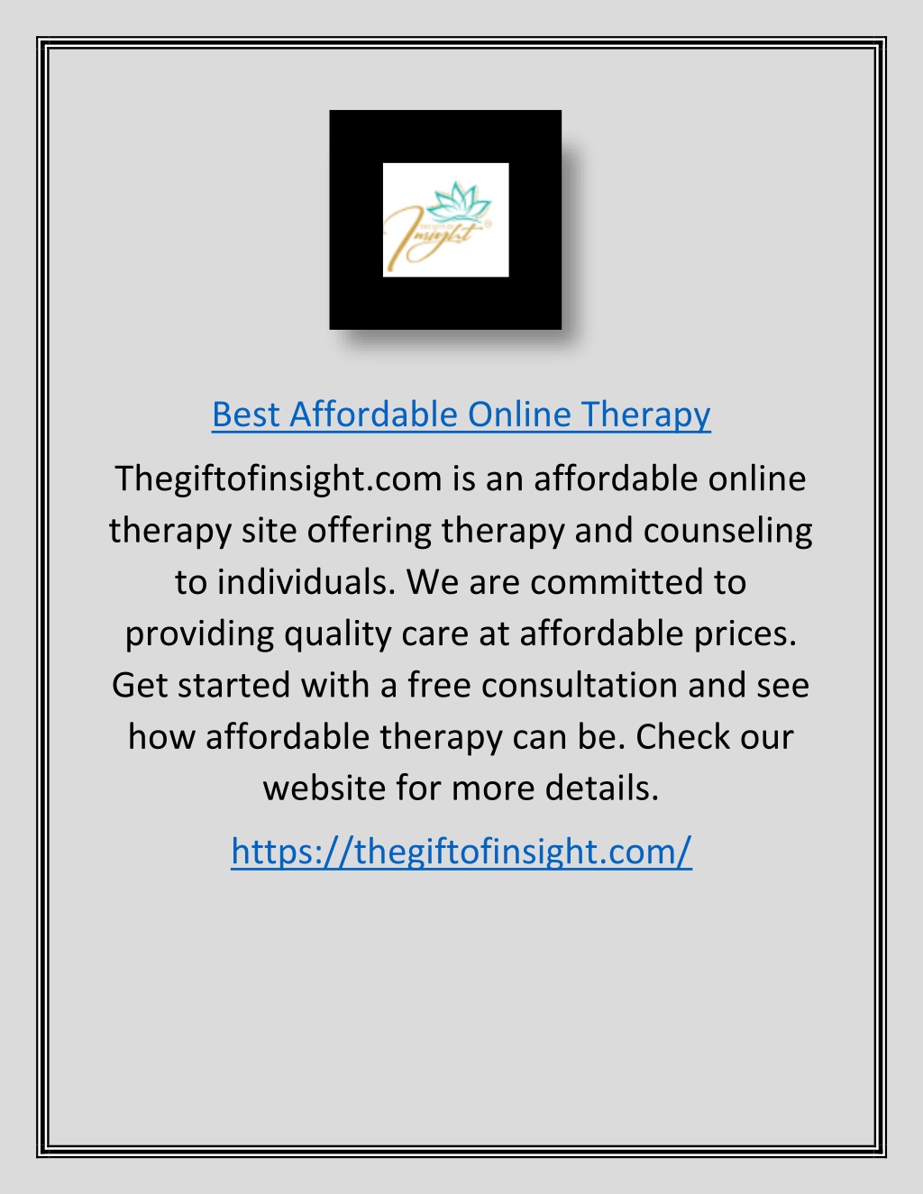 PPT - Best Affordable Online Therapy | Thegiftofinsight.com PowerPoint ...