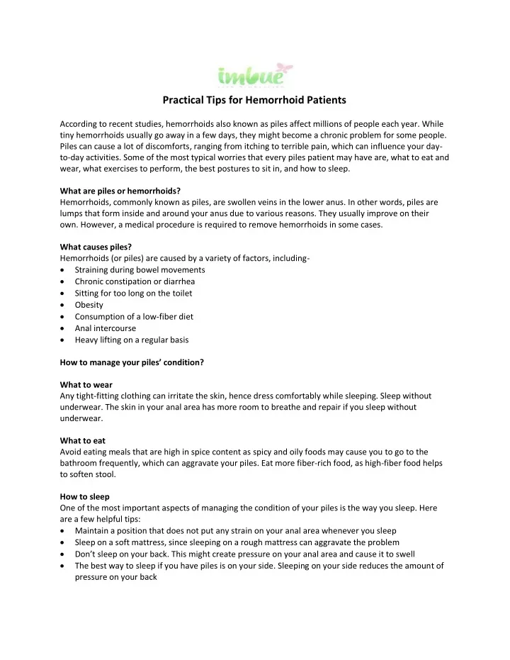 PPT Practical Tips for Hemorrhoid Patients PowerPoint Presentation