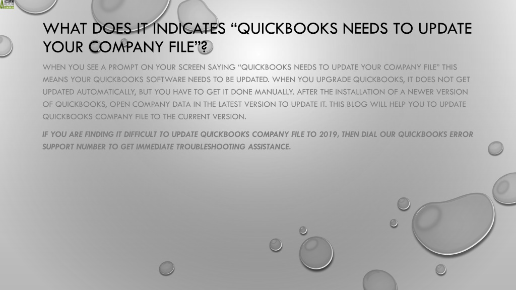 PPT How to rectify QuickBooks Needs To Update Your Company File issue