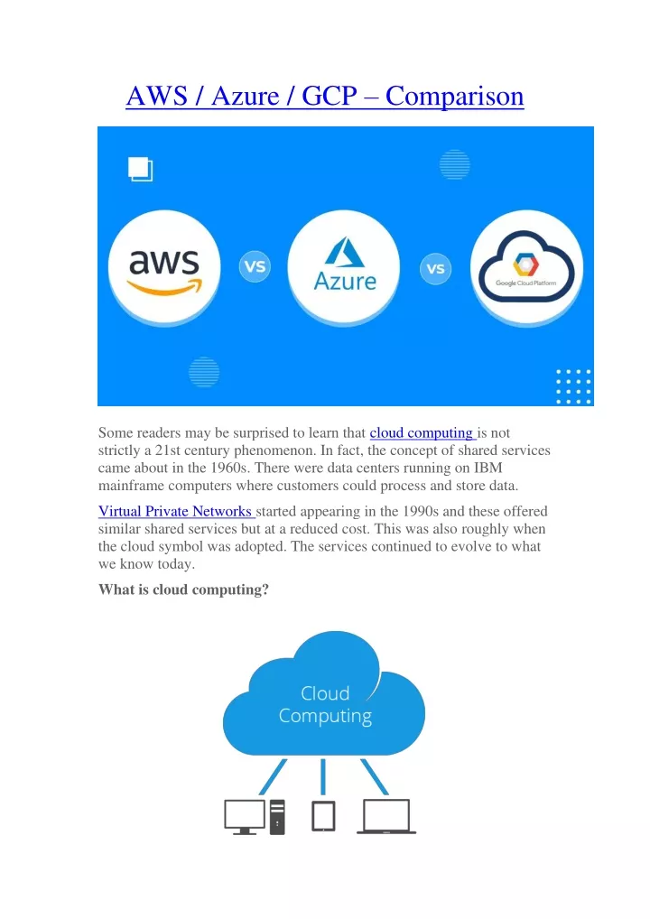 PPT AWS _ Azure _ GCP Comparison PowerPoint Presentation, free