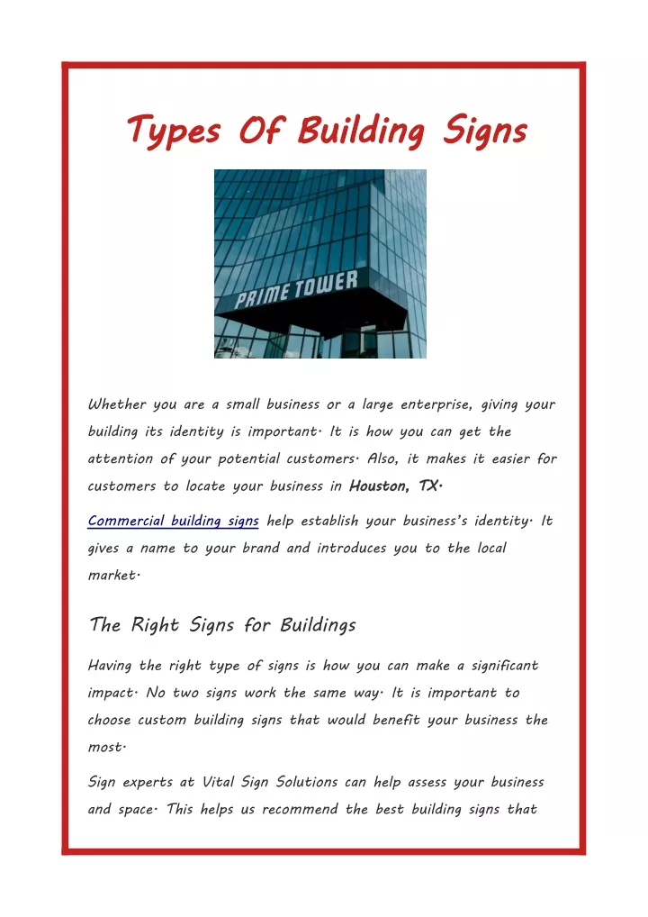 PPT Types Of Building Signs PowerPoint Presentation, free download