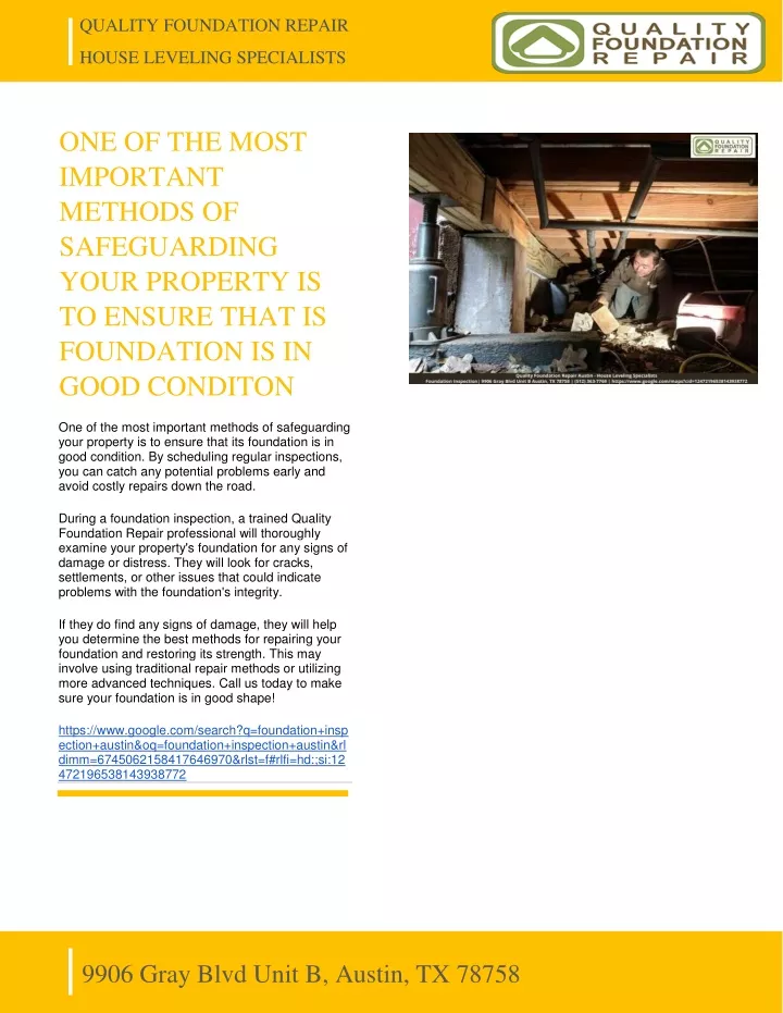 PPT QUALITY FOUNDATION REPAIR ONE OF THE MOST IMPORTANT METHODS OF