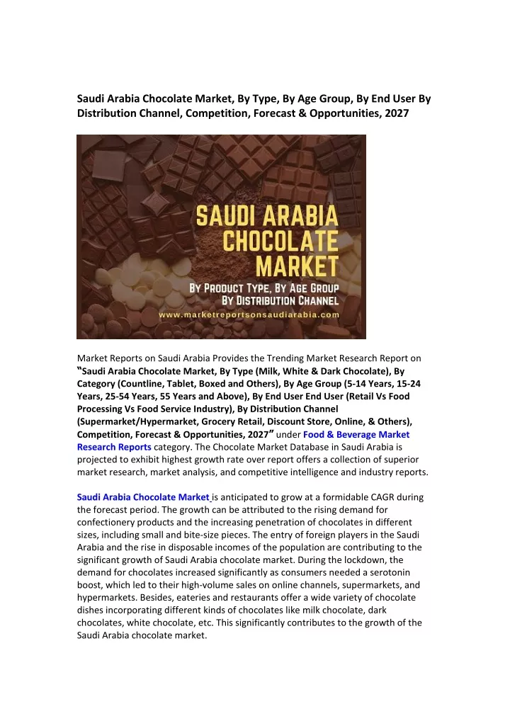 PPT Saudi Arabia Chocolate Market PowerPoint Presentation, free