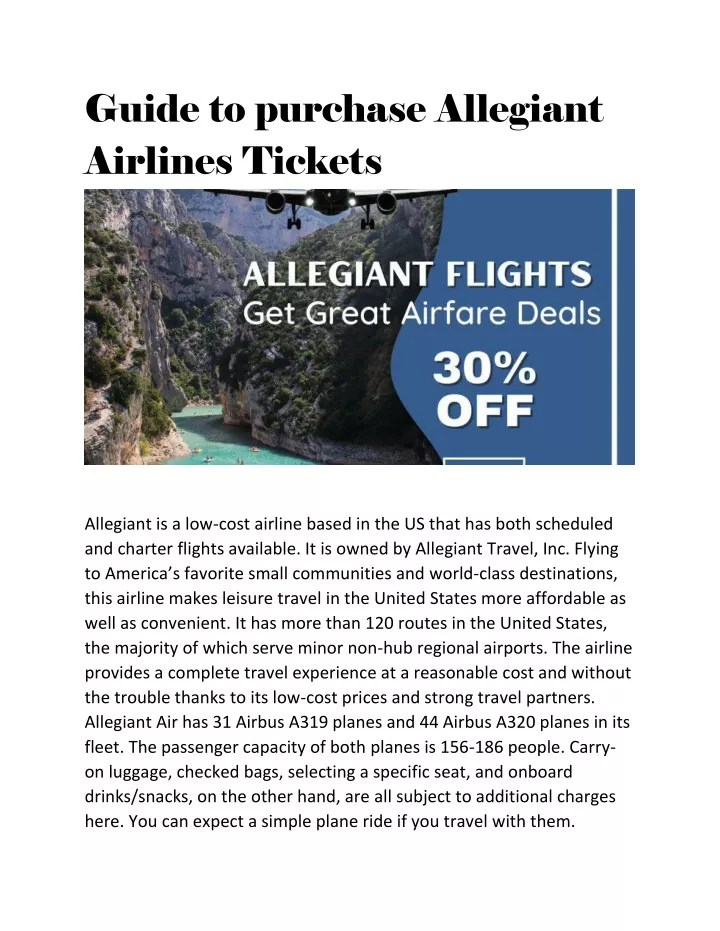 PPT Guide to purchase Allegiant Airlines Tickets PowerPoint