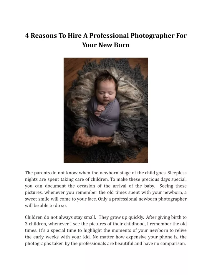 Ppt 4 Reasons To Hire A Professional Photographer For Your New Born