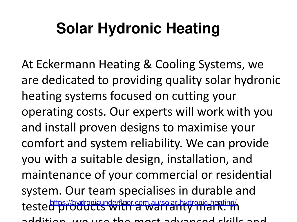 PPT - Solar Hydronic Heating PowerPoint Presentation, free download ...