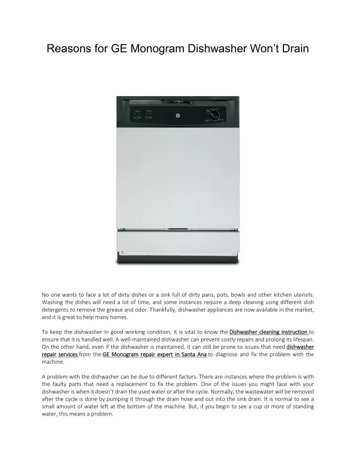 PPT Reasons for GE Monogram Dishwasher Won PowerPoint Presentation