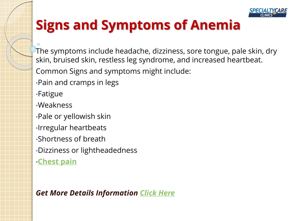 PPT - Anemia - Causes, Symptoms and Treatment PowerPoint Presentation ...