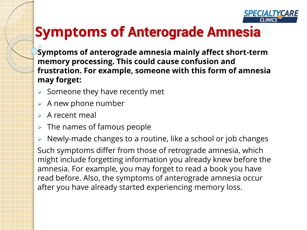 retrograde amnesia treatment