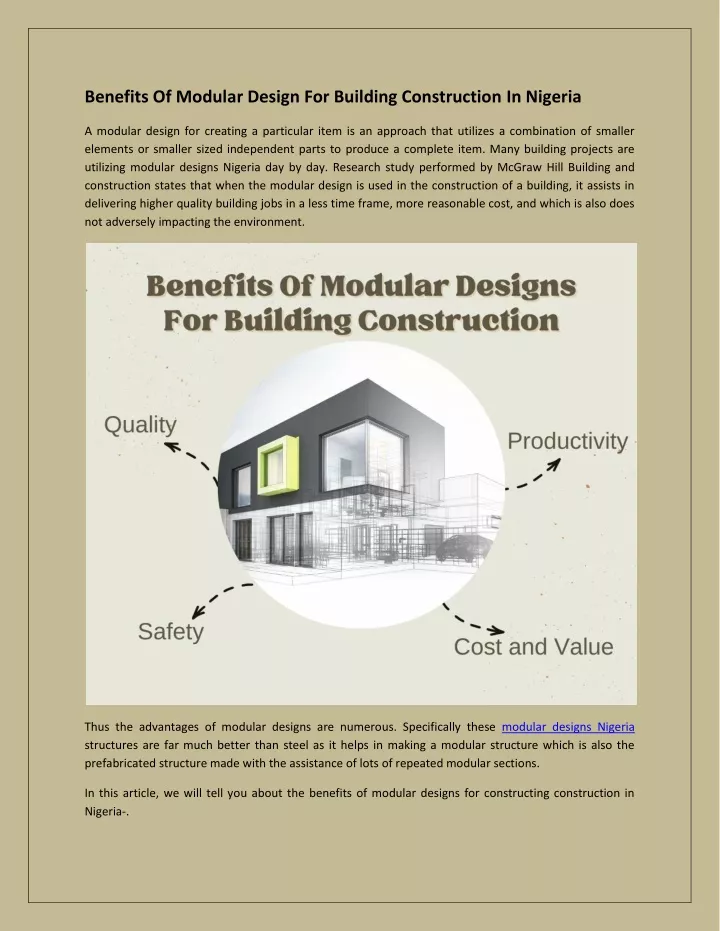 PPT - Benefits Of Modular Design For Building Construction In Nigeria ...