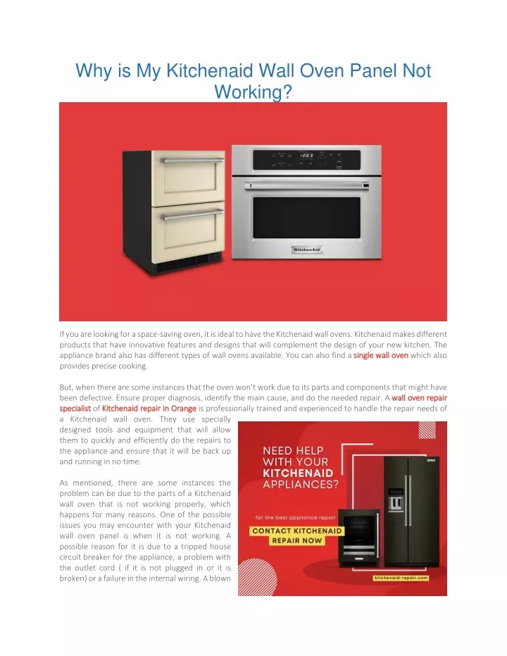 PPT Why is My Kitchenaid Wall Oven Panel Not Working PowerPoint