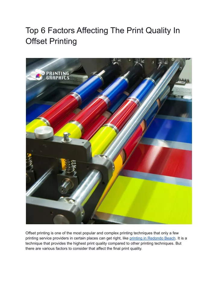 PPT Top 6 Factors Affecting The Print Quality In Offset Printing