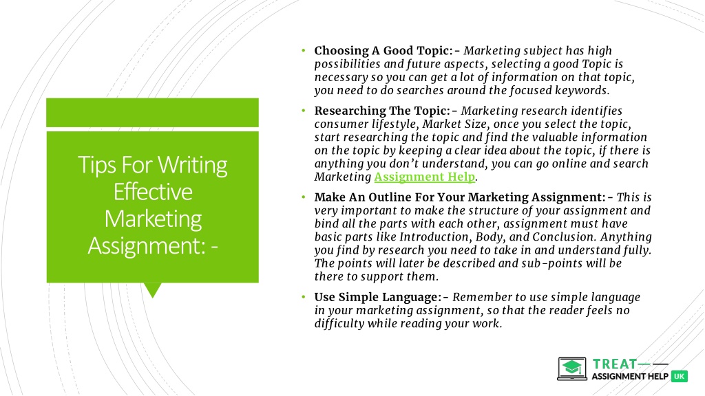 in marketing assignment which of the following should be preferred