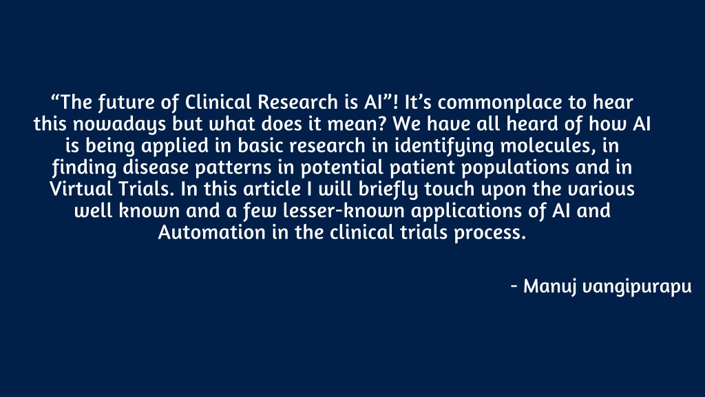 Ppt Future Of Clinical Trials Ai And Automation In Clinical Research Powerpoint Presentation