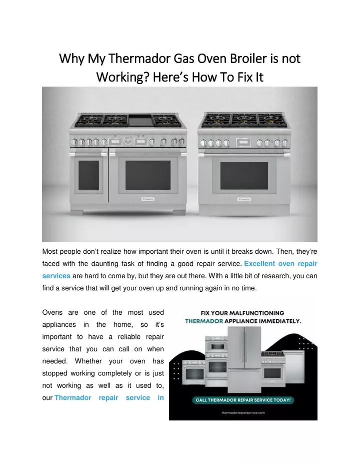 PPT Why My Thermador Gas Oven Broiler is not Working PowerPoint