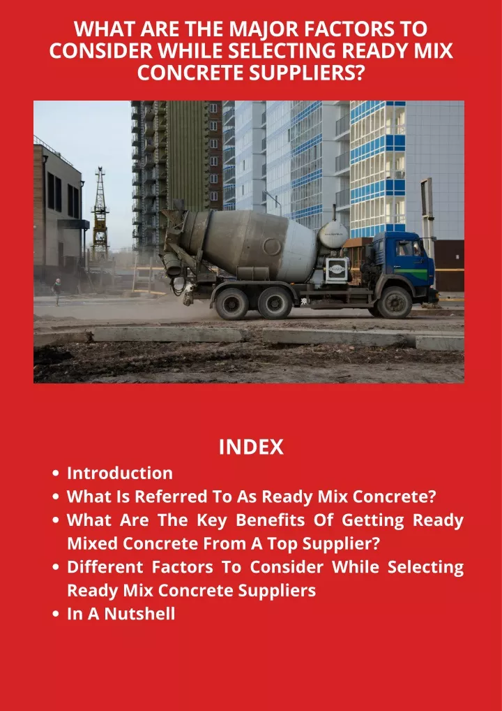 Ppt Major Factors To Consider While Selecting Ready Mix Concrete