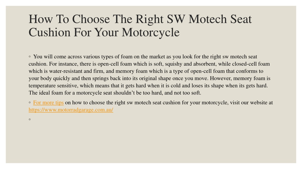 PPT - How To Choose The Right SW Motech Seat Cushion For Your ...