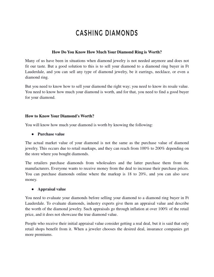 PPT How Do You Know How Much Your Diamond Ring is Worth? PowerPoint