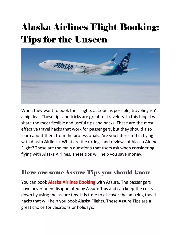 PPT Alaska Airlines Flight Booking Tips for the Unseen PowerPoint